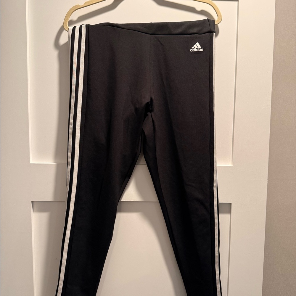 Adidas Black Leggings with White Stripes